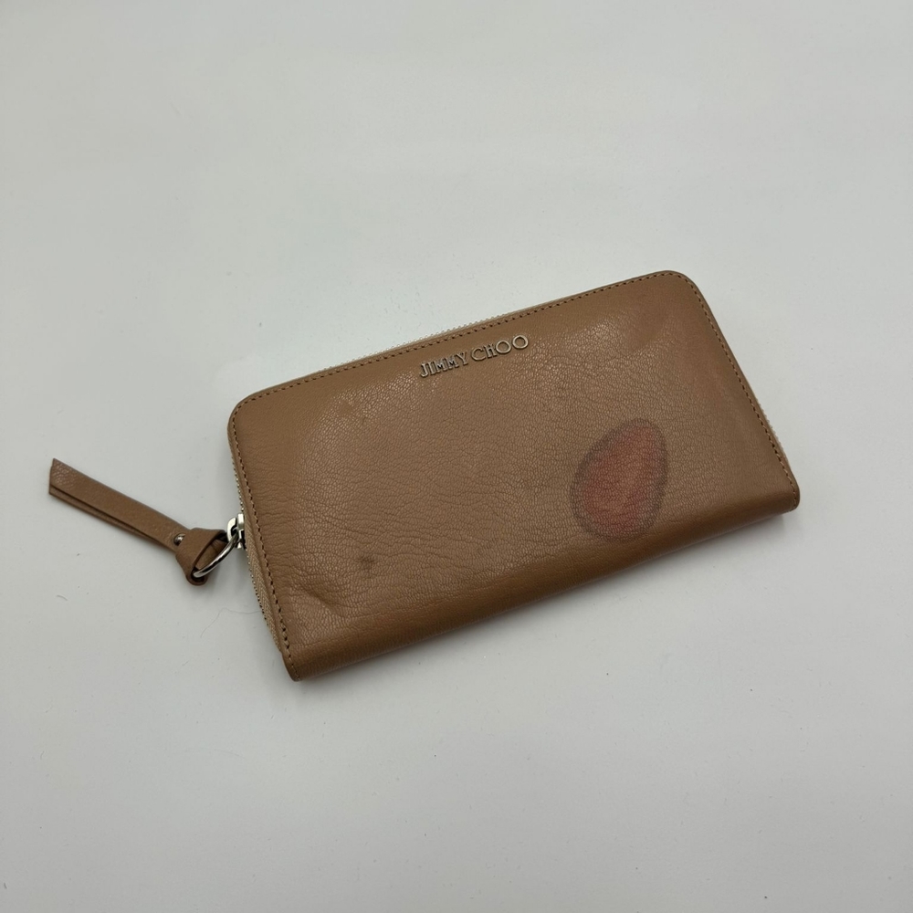 JimmyChoo - Pippa Long Wallet leather Brown Round Zipper